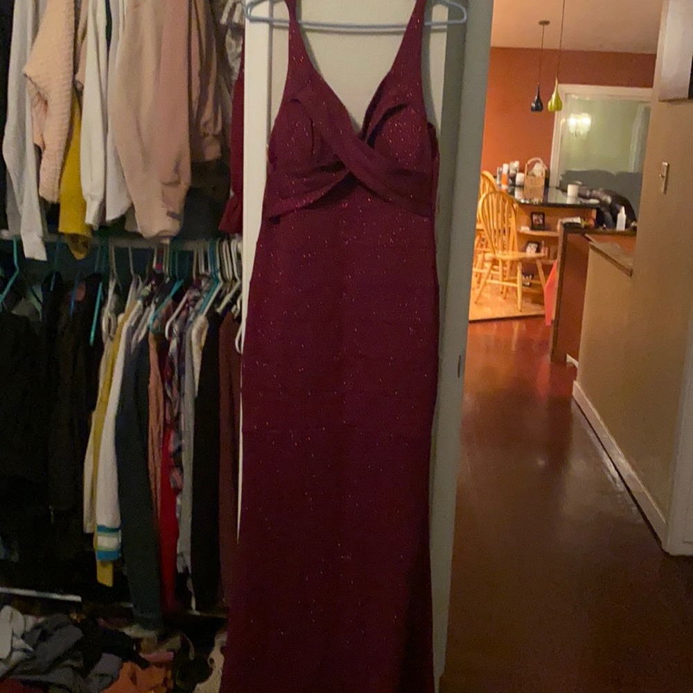 Long formal burgundy dress picked purple because no option fir burgundy